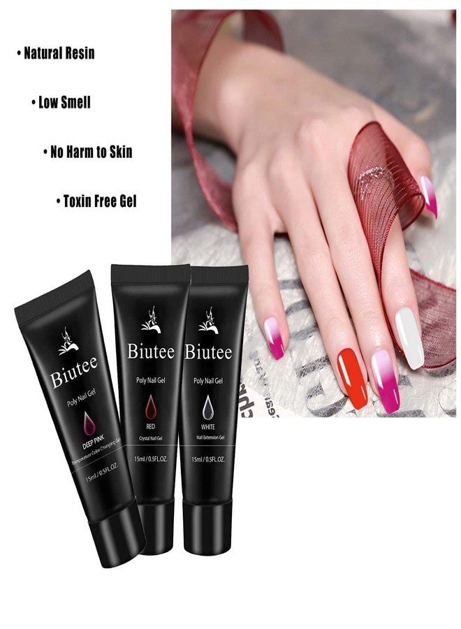 SEISSO Poly Extension Gel Set, 7 Colors Poly Nail Builder Gel Temperature Color Change Glitter Clear Pink Nail Extension Gel Enhancement Set for Manicure Starter DIY at Home - Image 4