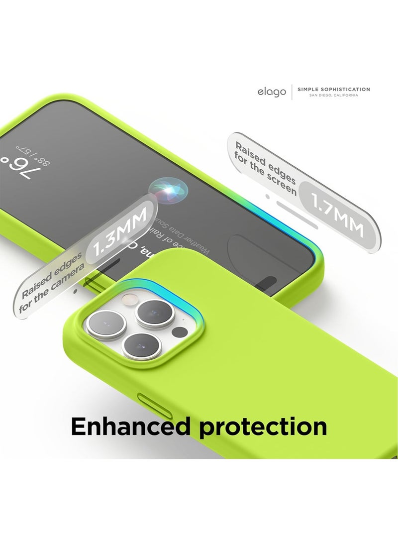 Elago Liquid Silicone for iPhone 15 Pro MAX Case Cover Full Body Protection, Shockproof, Slim, Anti-Scratch Soft Microfiber Lining - Lime Green - Image 4
