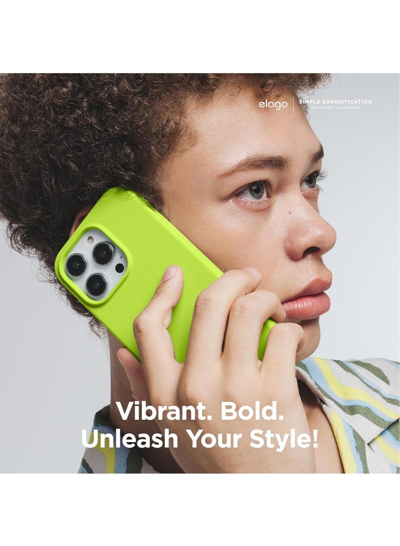 Elago Liquid Silicone for iPhone 15 Pro MAX Case Cover Full Body Protection, Shockproof, Slim, Anti-Scratch Soft Microfiber Lining - Lime Green - Image 5