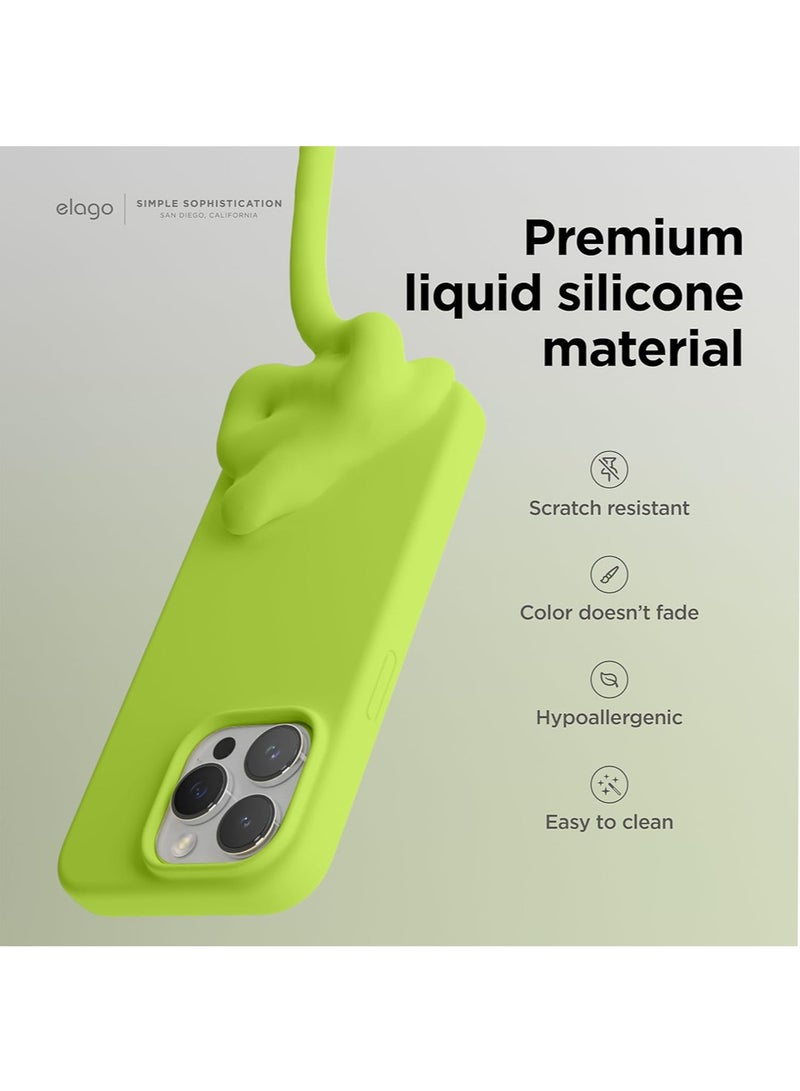 Elago Liquid Silicone for iPhone 15 Pro MAX Case Cover Full Body Protection, Shockproof, Slim, Anti-Scratch Soft Microfiber Lining - Lime Green - Image 2