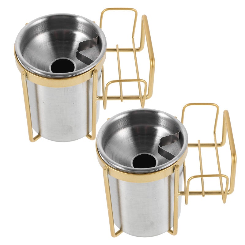 Stainless Steel Wall Mounted Ashtray 2Pcs with Adhesive Pads for Bathroom Toilet - Image 2