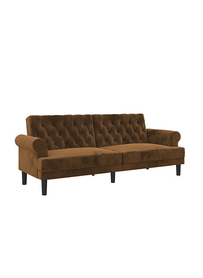 Soufa Dibaj Chocolate | 3-Seater Sofa Upholstered In Velvet 212x82x84 cm - Brown  - Image 2
