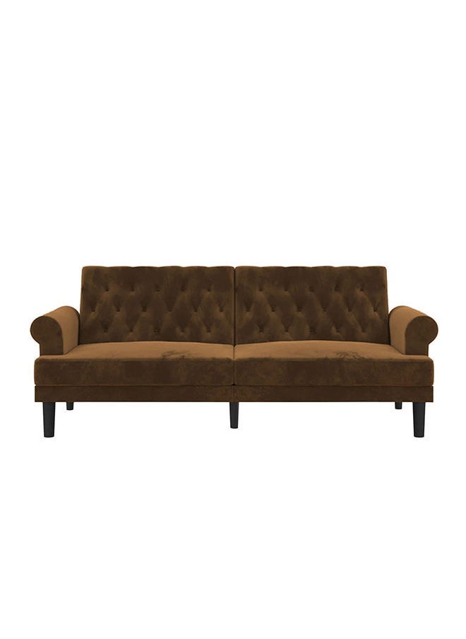 Soufa Dibaj Chocolate | 3-Seater Sofa Upholstered In Velvet 212x82x84 cm - Brown  - Image 3