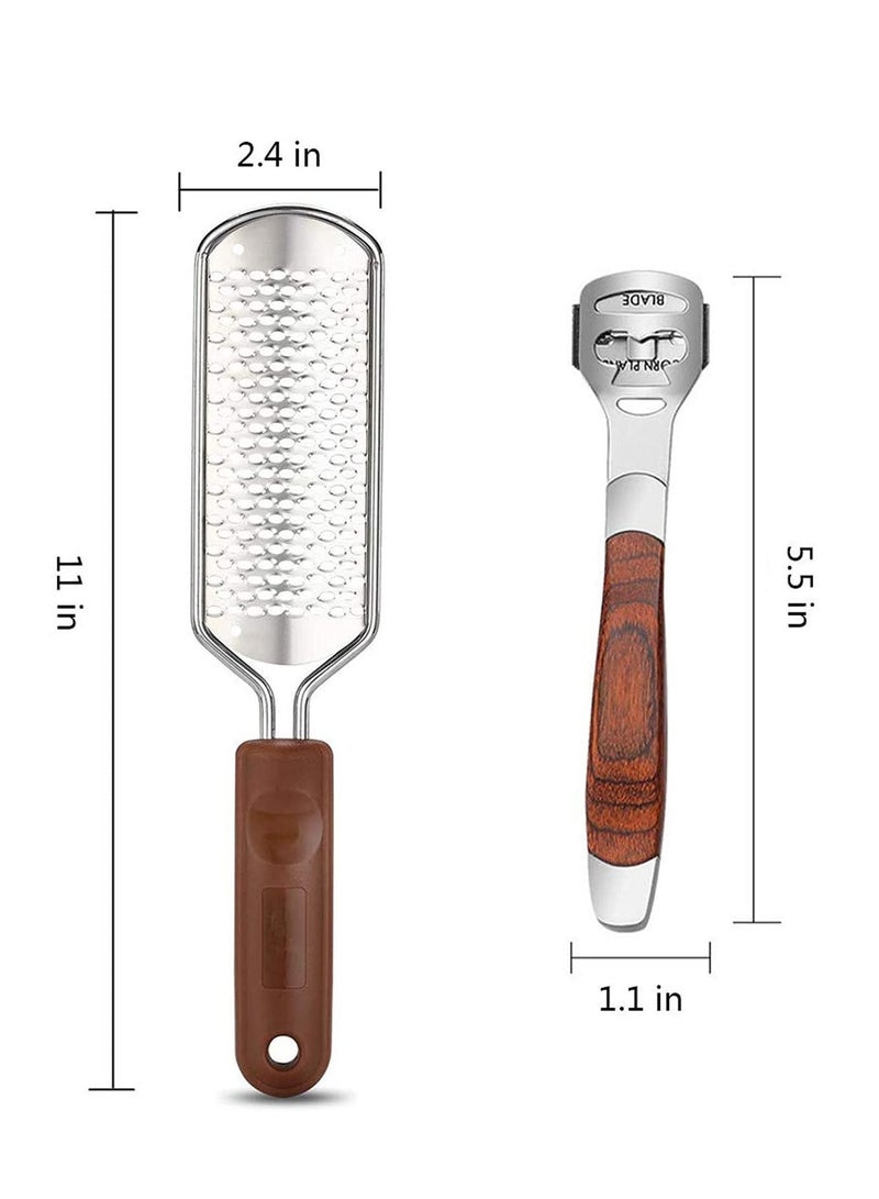 Excefore Pedicure File, Colossal Foot Rasp & Wood Handle Callus Shaver (10 Replacement Blade and 1 Foot File Heads), Pedicure Foot File Kit - Image 2