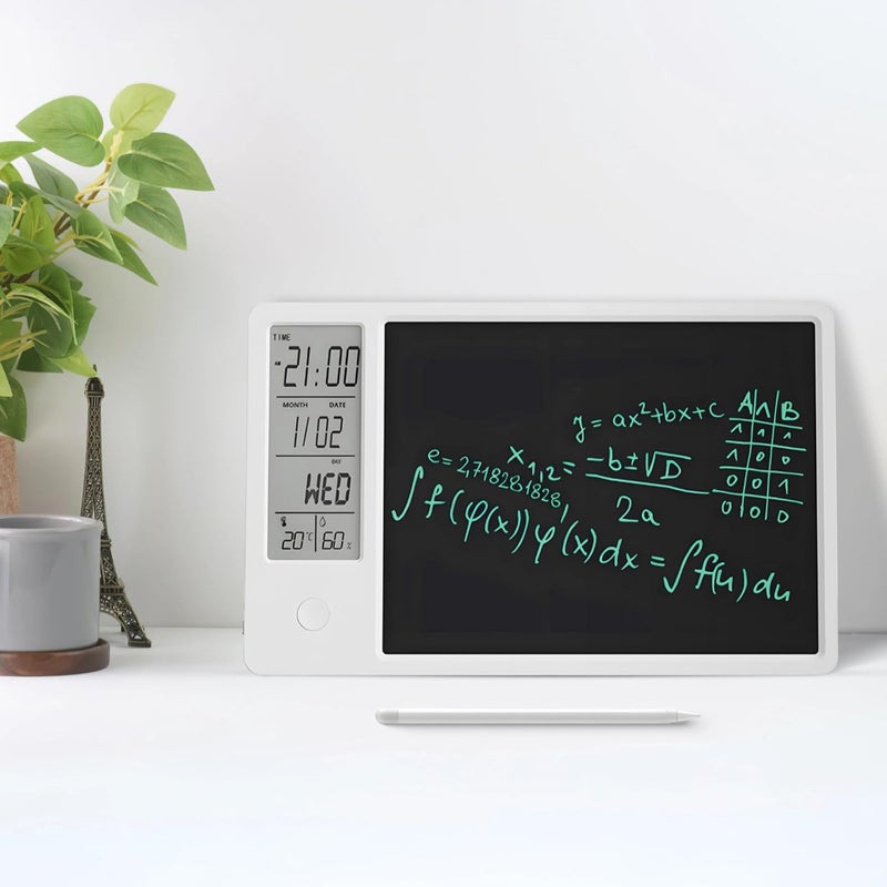 لوحة كتابة LCD بحجم 10.3 بوصة، ساعة لمرضى الخرف مع تقويم، مخطط مهام قابل لإعادة الشحن، عرض للوقت والتاريخ ودرجة الحرارة، هدية للتقاعد، تشمل قلم استخدام. - Image 3
