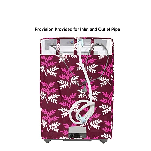 E-Retailer Washing Machine Cover for Top Load 5kg to 7.5kg | Light Weight Dustproof Cover with Zip Enclosure | Leaf Print Fully Automatic Washer Protector for Indoor Outdoor Use | Size 23x23x35 Inch - Image 2