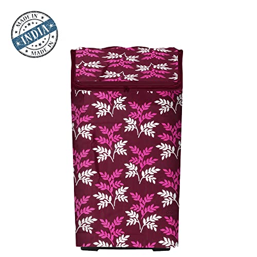 E-Retailer Washing Machine Cover for Top Load 5kg to 7.5kg | Light Weight Dustproof Cover with Zip Enclosure | Leaf Print Fully Automatic Washer Protector for Indoor Outdoor Use | Size 23x23x35 Inch - Image 5