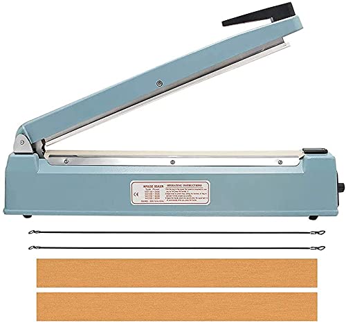 VOTOER 16 inch Manual Impulse Bag Hand Heat Sealer Machine Bag Sealer Heat Sealing Closer Tool Poly Tubing Plastic Bag 2 Free Replacement Kit