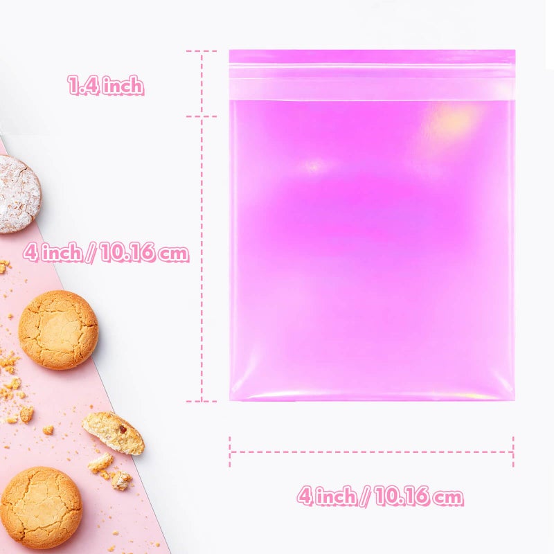 Cherodada 4x4 Inch Cookie Bags with Seals, Iridescent Self Adhesive Sealing Cellophane Brownie Wrappers Bags, Holographic Individual Treat Plastic Bags for Gift, Baking, Snack Packaging (100 Pcs) - Image 2