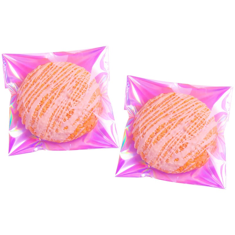Cherodada 4x4 Inch Cookie Bags with Seals, Iridescent Self Adhesive Sealing Cellophane Brownie Wrappers Bags, Holographic Individual Treat Plastic Bags for Gift, Baking, Snack Packaging (100 Pcs) - Image 1