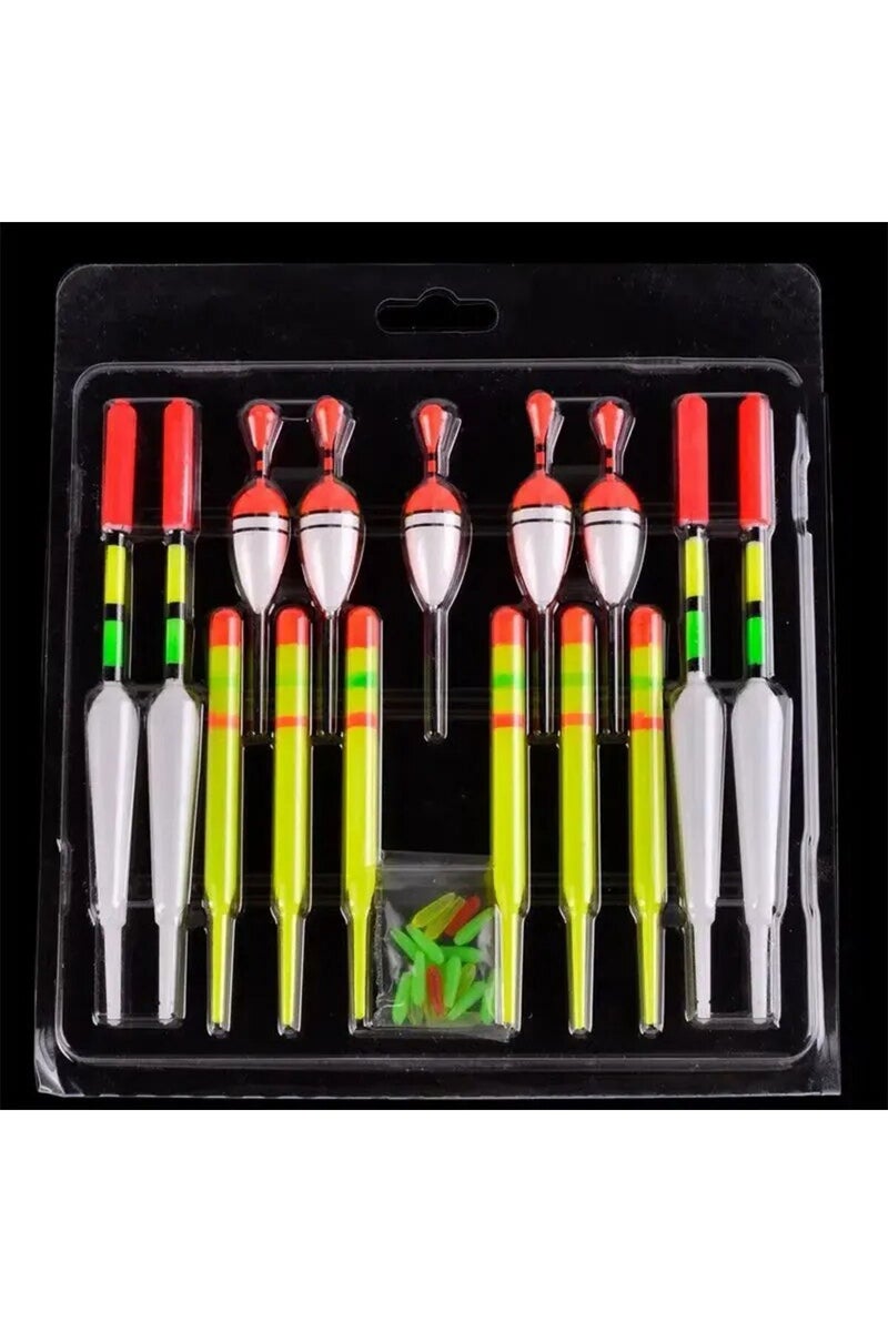 blue Fishing Float Set 15pc Professional Vertical Buoy With Glow Stick Multifunction Lure Float Fish