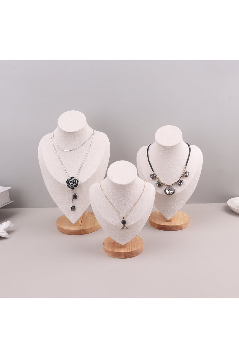 S Beige Velvet Portrait Necklace Display Pendant Organizer Jewelry Display Stand Jewelry Mannequin B