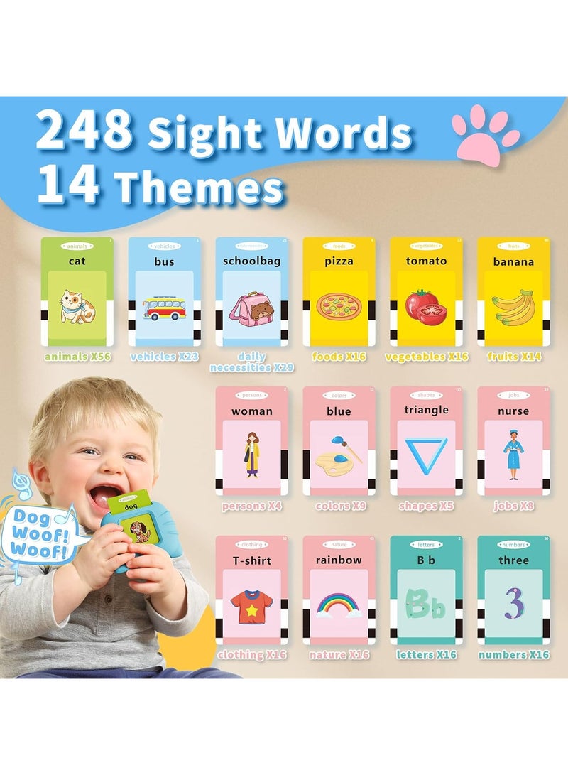 بطاقات تعليمية ناطقة للأطفال الصغار، مناسبة للأولاد والبنات من عمر 1-6 سنوات، ألعاب حسية لأطفال التوحد، ألعاب تعليمية لعلاج النطق بطريقة مونتيسوري، 248 بطاقة كلمات بصرية، هدية للأطفال - Image 3
