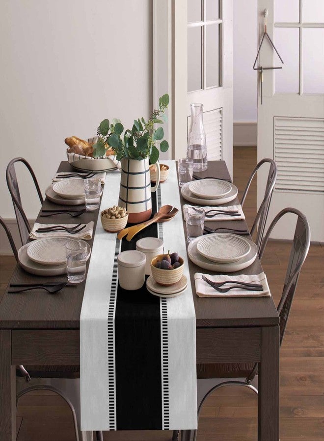 Futuregrace Black and White Table Runners 36 inches Long,Non Slip Stripes Modern Table Runner Dresser Scarves,Farmhouse Decortaive Table Runner Cover for Dining Coffee Table Holiday Party Wedding - Image 4