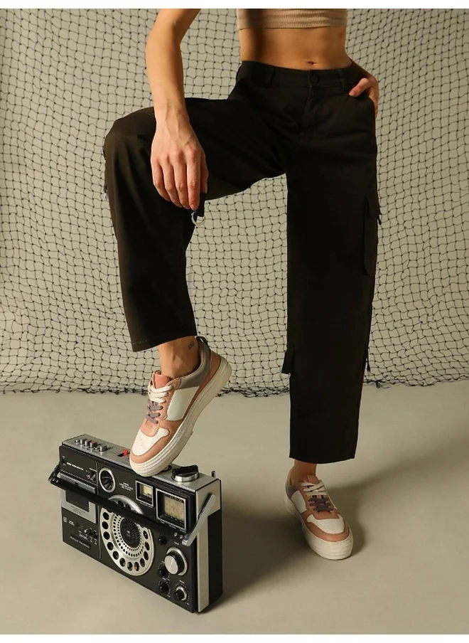 Hubberholme Solid High Rise Cargo Pants