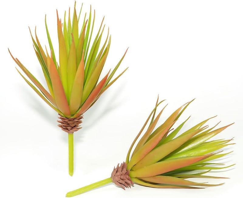 LJY 2 Pieces Realistic Artificial Faux Succulent Yucca Vera Greenhouse Small Plants Unpotted for Home Garden Decoration (Autumn Green) - Image 1
