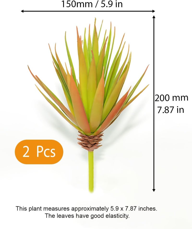 LJY 2 Pieces Realistic Artificial Faux Succulent Yucca Vera Greenhouse Small Plants Unpotted for Home Garden Decoration (Autumn Green) - Image 2