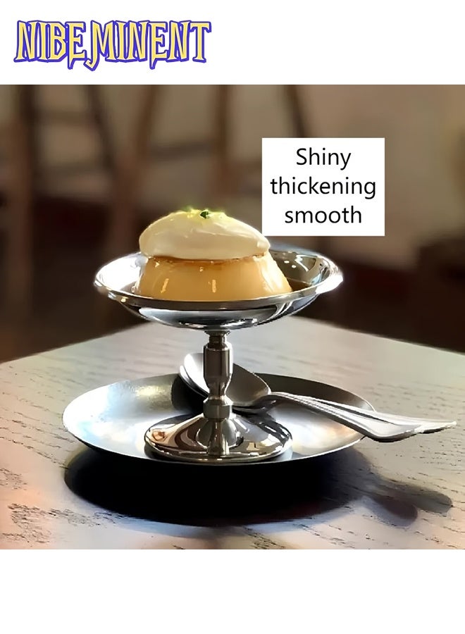 NIBEMINENT 2 قطع أطباق حلوى أنيقة من الفولاذ المقاوم للصدأ مع الكرز وكريمة الخفق - مثالية للبودينغ، الموس، سلطة الفواكه - آمنة في غسالة الصحون، مقاومة للصدأ، شكل دائري، مثالية للاستخدام في المنزل، المطعم، الفندق، أطباق تقديم الحلوى | عرض حلوى أنيق | أدوات مطبخ متينة - Image 3