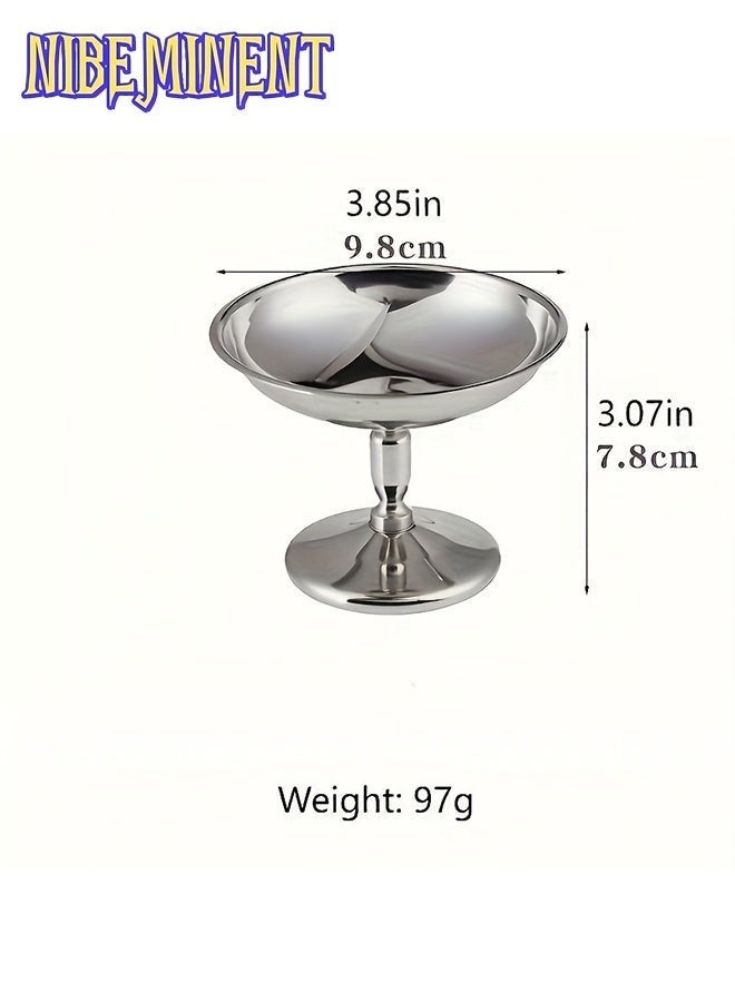 NIBEMINENT 2 قطع أطباق حلوى أنيقة من الفولاذ المقاوم للصدأ مع الكرز وكريمة الخفق - مثالية للبودينغ، الموس، سلطة الفواكه - آمنة في غسالة الصحون، مقاومة للصدأ، شكل دائري، مثالية للاستخدام في المنزل، المطعم، الفندق، أطباق تقديم الحلوى | عرض حلوى أنيق | أدوات مطبخ متينة - Image 5