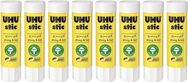 UHU STIC, The Proven Glue Stick - Glues strongly, quickly and permanently, without solvent, 8.2g, Set of 8, White - Image 4