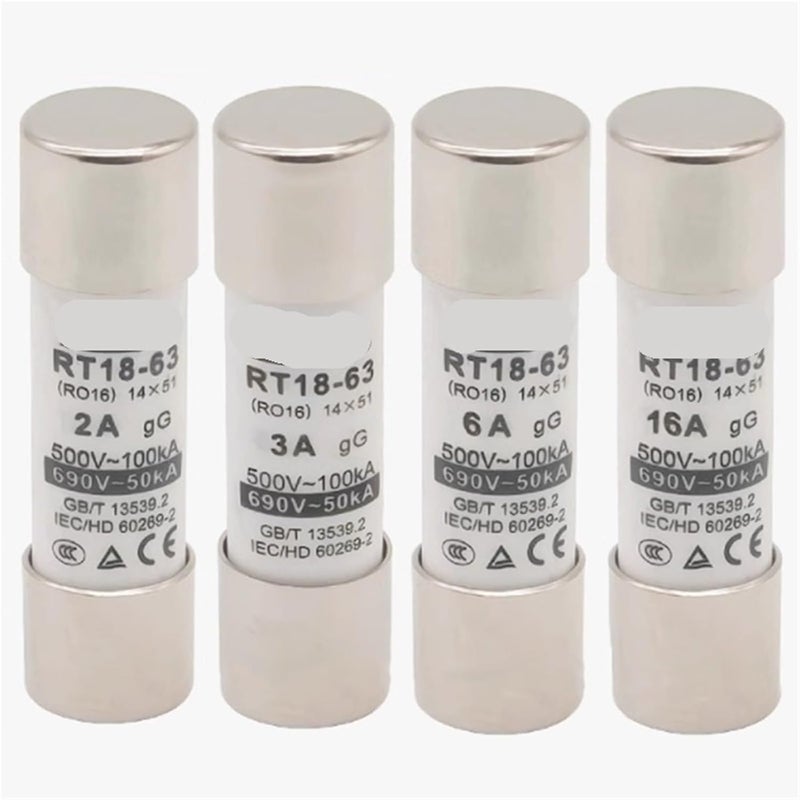 أنبوب السيراميك الأساسي للصمامات 3A الحجم R016 14x51mm من 16A إلى 63A 500V 690V - Image 4