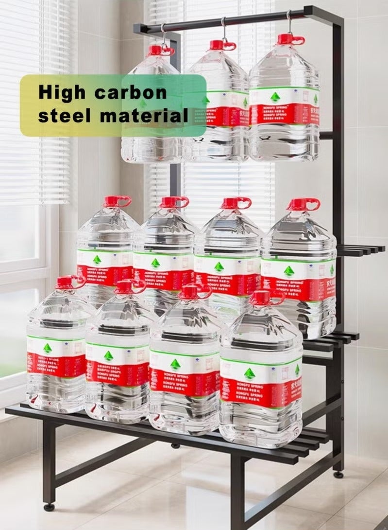 والالا حامل نباتات معدني ثلاثي الطبقات للاستخدام الداخلي والخارجي، مقاوم للماء، قابل للتكديس، رف نباتات طويل متين، حامل أواني الزهور للحديقة، رف عرض، أسود - Image 4