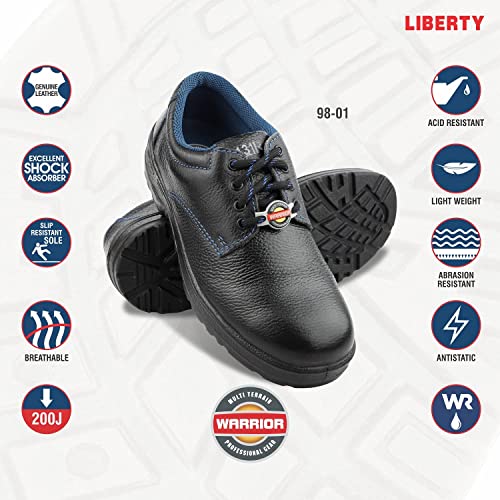 Liberty Warrior SSBA Safety Shoes for Men | Steel Toe Industrial Work Shoes | Genuine Leather Upper | Antiskid PU Sole | Black | Size 5–12UK - Image 2