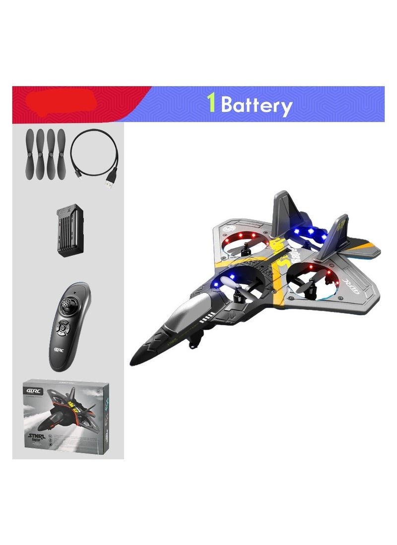 AROAQ - V17 RC Plane Airplane Remote Controlled Aircraft 2.4GHz RC Aircraft with Remote Control with LED Light 2.4GHz Remote Control Airplane with 360° Spin - Image 1
