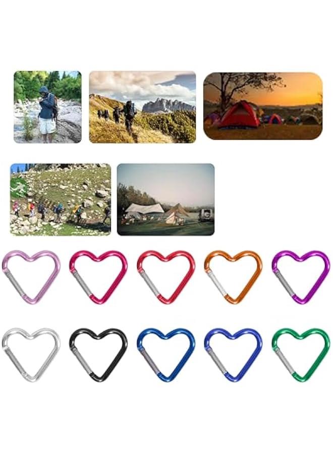 Generic Heart Shaped Carabiner Clip Aluminum Alloy Keychain Clip Spring Snap Hook Camping Backpack Clips Heavy Duty Carabiner Aluminum Heart Shaped Carabiner Clip Outdoor Camping Hiking Travel  - Image 3