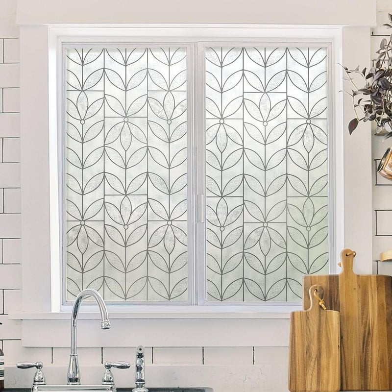 Artscape Orion 24 x 36 Inch Window Film, Made in USA â€“ Provides Privacy, Non-Adhesive, Textured Leaded Glass Pattern, UV Protection, Easy to Apply and Removable - Image 1