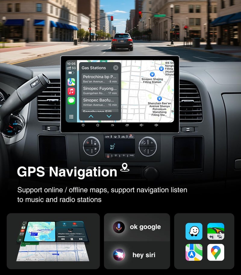 AINAVI Touchscreen Car Stereo Radio Upgrade for Chevy Silverado 2007-2013 GMC Sierra Yukon Buick Enclave Replacement Head Unit Installation Kit Built in CarPlay Android Auto (11.5" 4G+64G) - Image 5