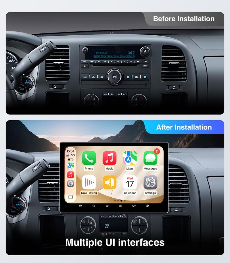 AINAVI Touchscreen Car Stereo Radio Upgrade for Chevy Silverado 2007-2013 GMC Sierra Yukon Buick Enclave Replacement Head Unit Installation Kit Built in CarPlay Android Auto (11.5" 4G+64G) - Image 3