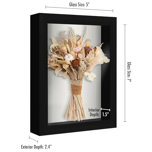 Americanflat 5x7 Shadow Box Frame with Shatter-Resistant Glass - Silhouette Collection - Small Shadow Box Display Case for Tabletop and Wall Display - Black with Soft Felt Back - Image 2