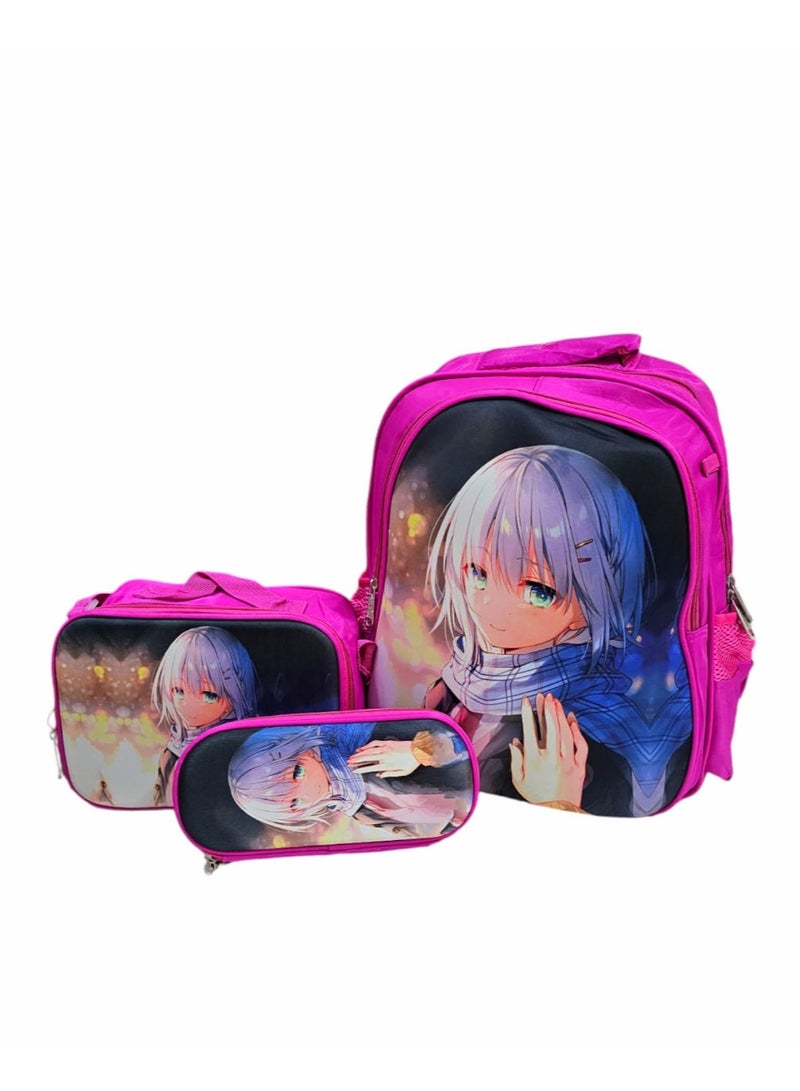 3 In 1 School Bbackpack Size 15 Inches For Girls - Image 1