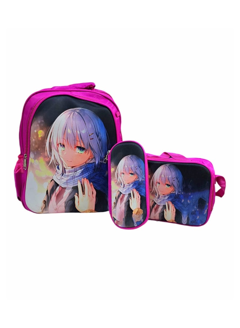 3 In 1 School Bbackpack Size 15 Inches For Girls - Image 2
