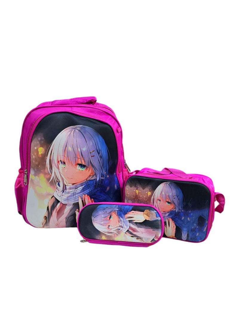 3 In 1 School Bbackpack Size 15 Inches For Girls - Image 3