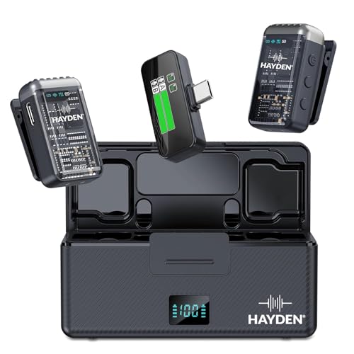 hayden HY-MIC2 Wireless Vlogging Mic Type-C | Collar Clip-On Wireless Mic for YouTube, iPhone & Android | Noise Cancellation Microphone for Vlogs, Singing, Video Recording, Podcast, Live Streaming - Image 1