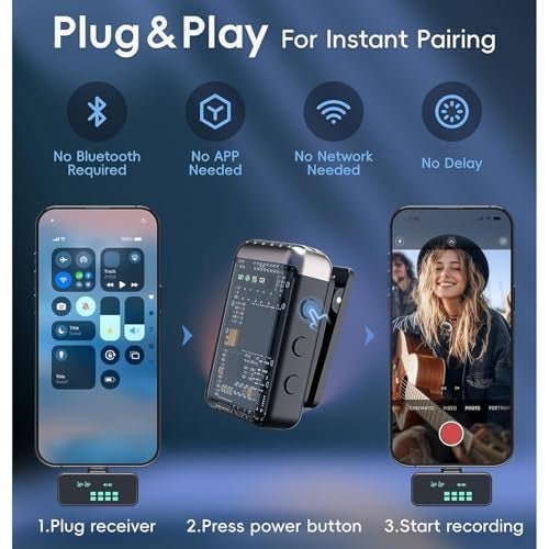 hayden HY-MIC2 Wireless Vlogging Mic Type-C | Collar Clip-On Wireless Mic for YouTube, iPhone & Android | Noise Cancellation Microphone for Vlogs, Singing, Video Recording, Podcast, Live Streaming - Image 4