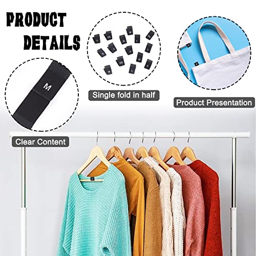 NBEADS 350 Pcs Clothing Size Labels, 7 Sizes Polyester Sewing Labels Embroidered Label Size Labels Tags XS/S/M/L/XL/2XL/3XL for Clothing Sewing Sew on Clothes, Black - Image 4