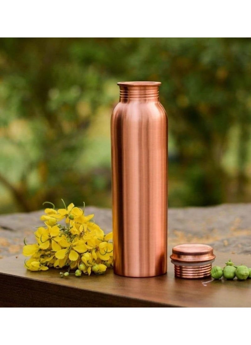 AC ANAND CRAFTS AC ANAND CRAFTS Joint Free Leak Proof Ayurveda Copper Water Bottle 1000 ML Brown  - Image 2