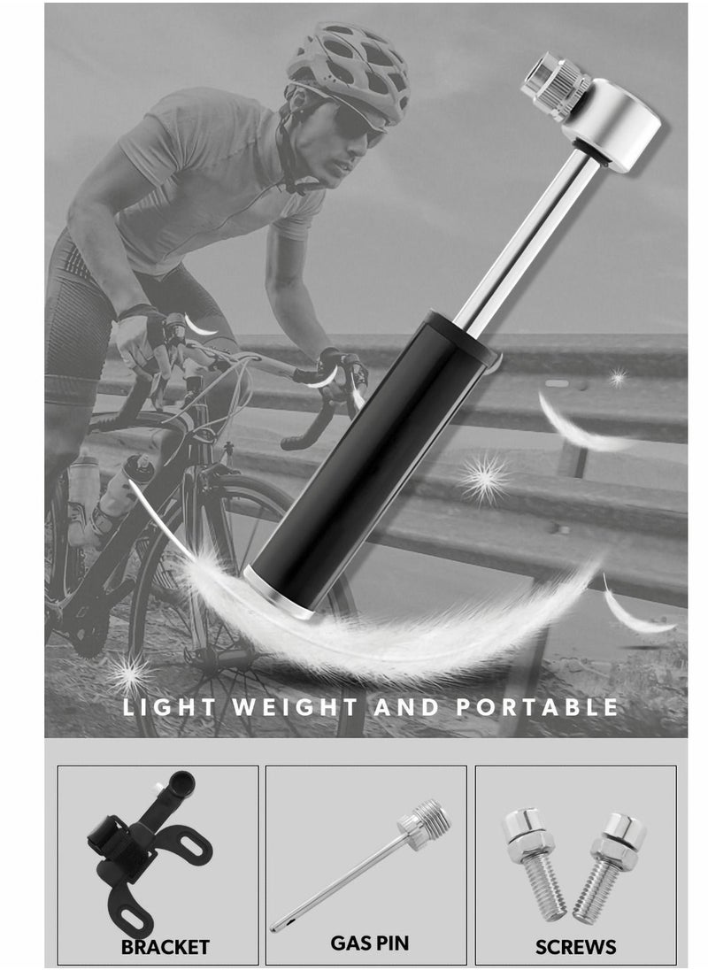 Excefore Mini Bike Pump Portable Pumps for All Bikes, 120PSI High Pressure Bicycle Hand Pump, Tyre Small Lightweight Presta Schrader Valve with Ball Needle, Balloon Needle  - Image 5