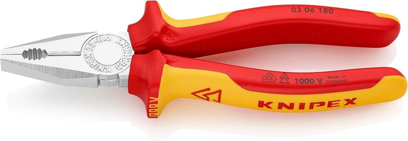 KNIPEX VDE Combination Pliers 180mm with Multi-Component Handle - Image 1