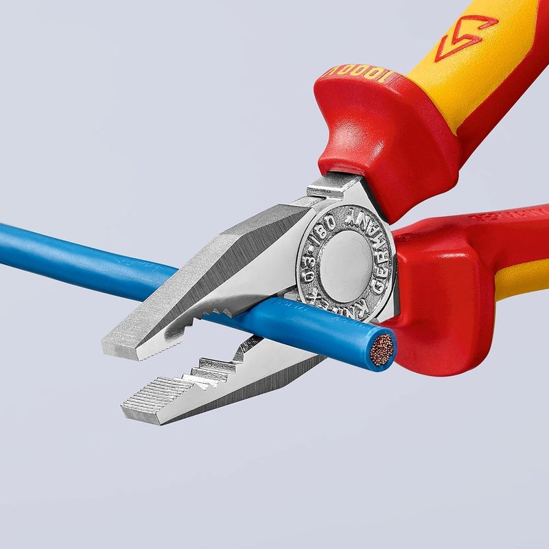KNIPEX VDE Combination Pliers 180mm with Multi-Component Handle - Image 3