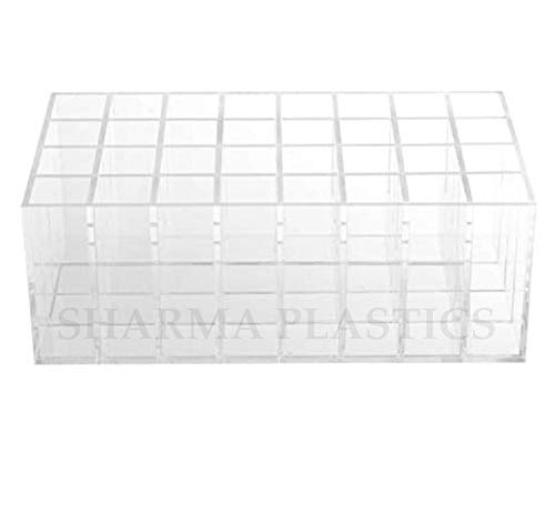 SHARMA PLASTICS Premium Beauty Organization Acrylic Lipstick Organizer & Beauty Container 32 Space Storage (Clear) (32 SLOTS) - Image 4