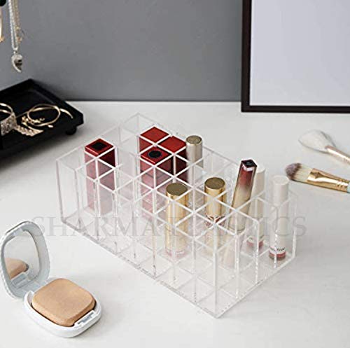 SHARMA PLASTICS Premium Beauty Organization Acrylic Lipstick Organizer & Beauty Container 32 Space Storage (Clear) (32 SLOTS) - Image 2