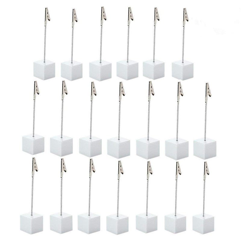 senover 20pcs Table Number Holder Name Place Card Holder Memo Clip Holder Stand Note Holder Pictures Card Paper Menu Clip â€¦ (White) - Image 1