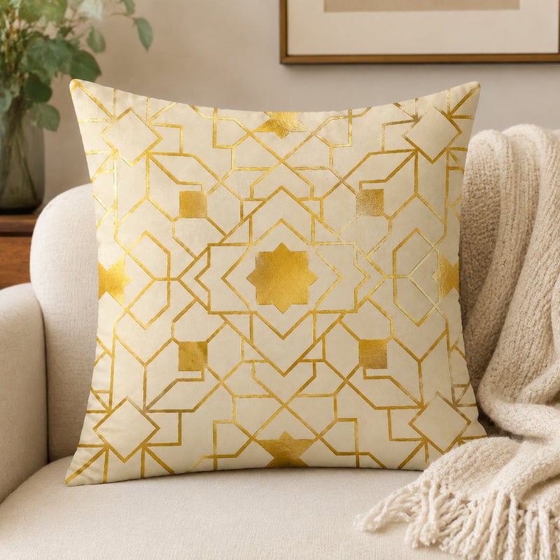 Ramadan Decorative Throw Pillow Covers Set of 4 Gold Geometric Star Pattern Couch Cushion Cases Elegant Living Room Home Decor - Image 5
