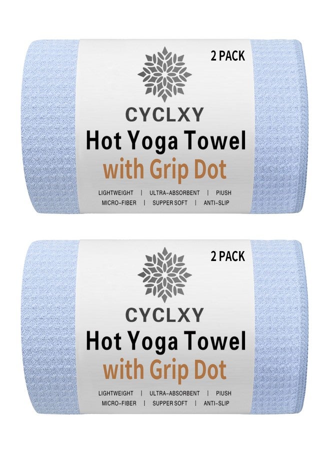 CYCLXY 2 Pack Hot Yoga Towel with Grip Dot，Stickyfiber Yoga Mat Towels Non Slip for Hot Yoga,Absorbent Microfiber Sweat Anti-Slip Cover,Bikram,Pilates,Exercise,Fitness - Image 1