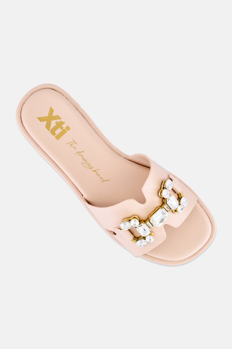 Xti Women Brand logo Slip On Flats, Beige - Image 3
