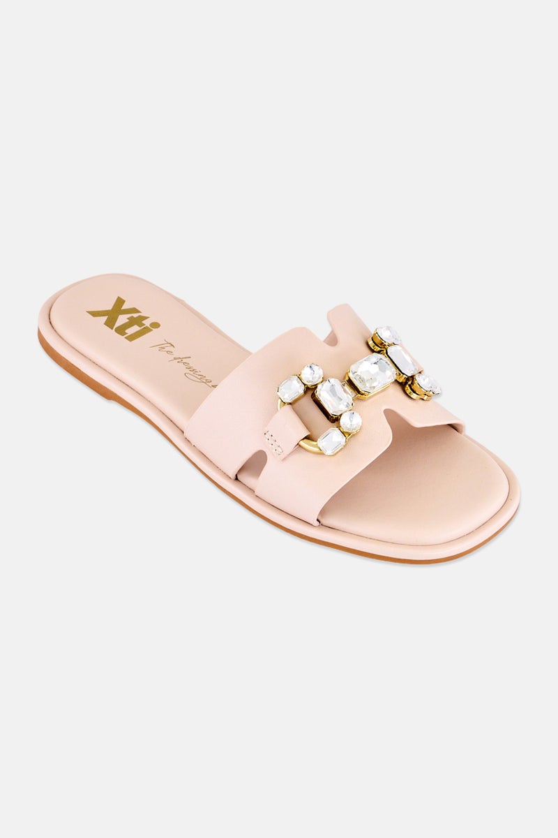 Xti Women Brand logo Slip On Flats, Beige - Image 1